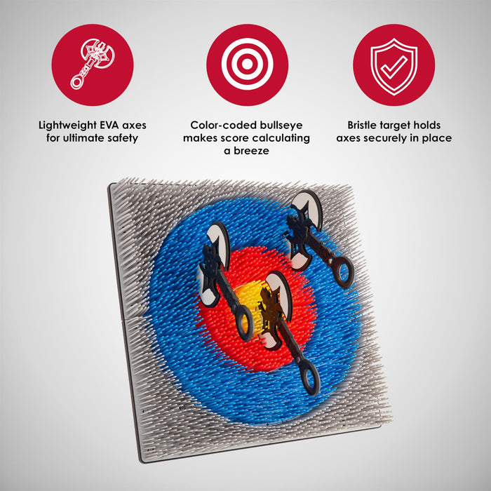 Jumbl Wall-Mounted Axe Throwing Game, Indoor Foam Axe Set with Bristle Target & Mount Kit