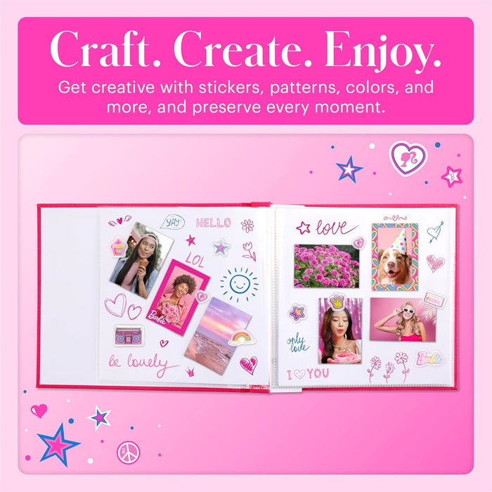 Barbie x Kodak Pink 8x8” Cloth Covered Scrapbook Photo Album with Front Picture Window