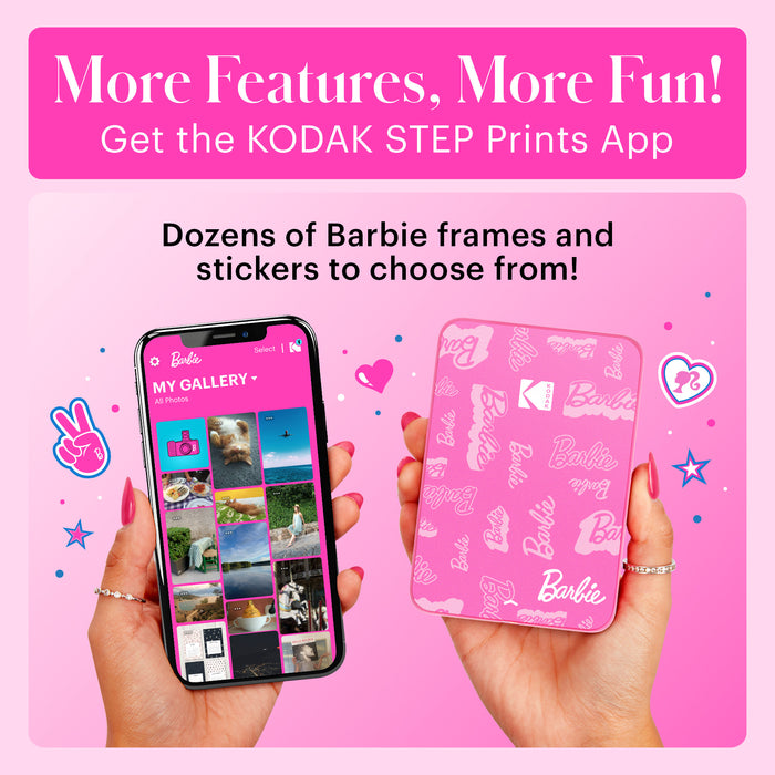 Barbie x Kodak Step Slim Wireless Instant Portable Photo Printer, 2x3" Full Color Instant Photo Printer