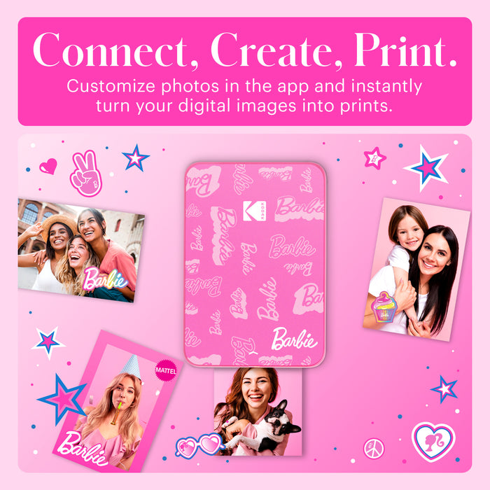 Barbie x Kodak Step Slim Wireless Instant Portable Photo Printer, 2x3" Full Color Instant Photo Printer