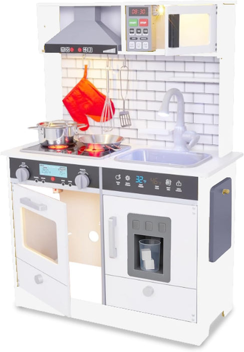 Lil' Jumbl Small Kids Kitchen Playset, Pretend Kids Wooden Kitchen with Stovetop, Oven & More