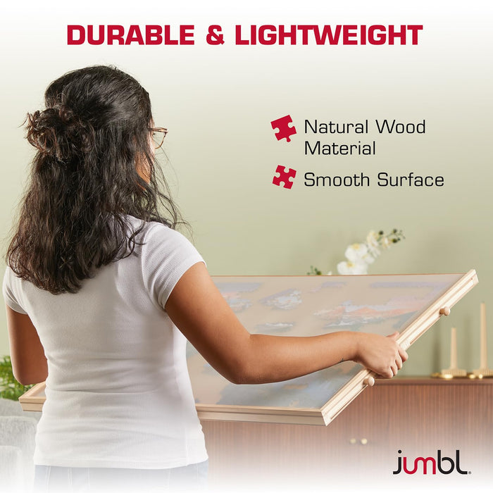 Jumbl 2000-Piece Puzzle Board with Drawers, Lazy Susan & Cover - Rotating Wooden Jigsaw Puzzle Table