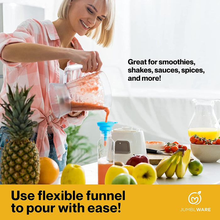 JumblWare 16 fl oz. Clear Plastic Juice Bottles with Caps, Recyclable Juice Bottles, 20 Pcs