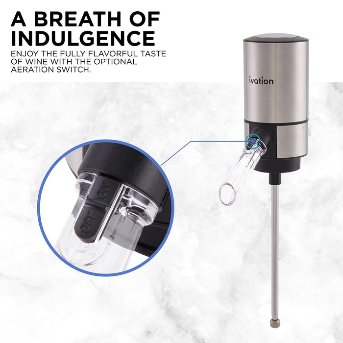 Ivation Wine Aerator & Wine Dispenser with Extension Rod, Battery-Operated Wine Aerator Pourer Spout