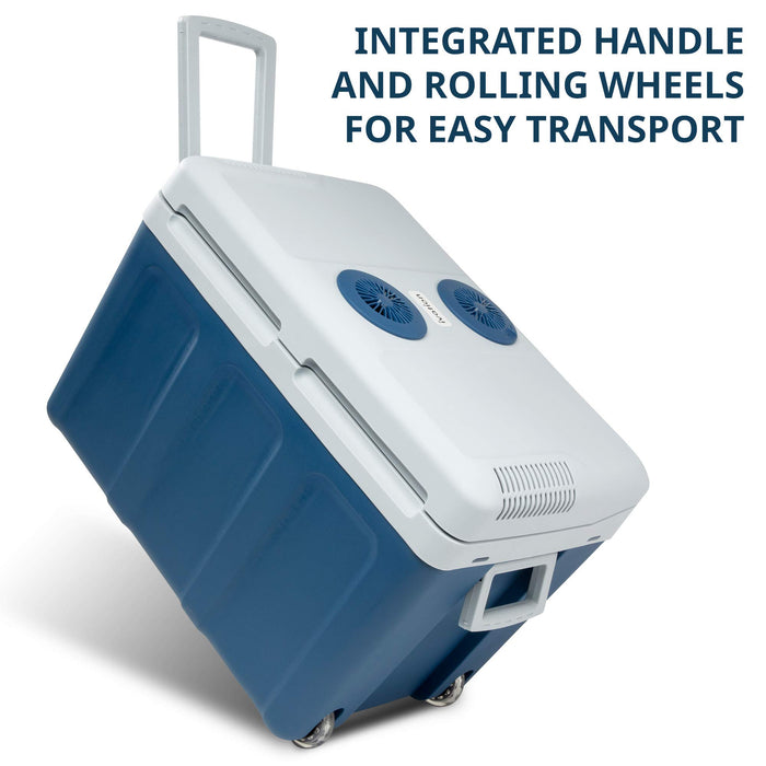Ivation Electric Cooler & Warmer, 45 L Portable Thermoelectric 12 Volt Cooler with Wheels - Blue