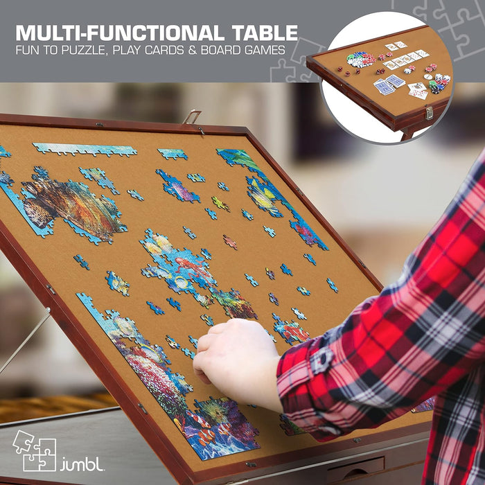 1000-Piece Puzzle Board - 23 x 31" Tilting Puzzle Table with Felt Surface & 6 Drawers