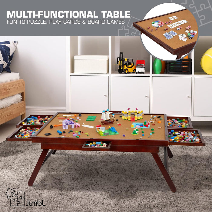 1500-Piece Puzzle Board - 27 x 35" Wooden Puzzle Table with Felt Surface & 6 Drawers