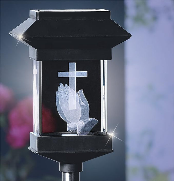 Skymall Crystal Light 14" Solar LED Memorial 3D Praying Hands