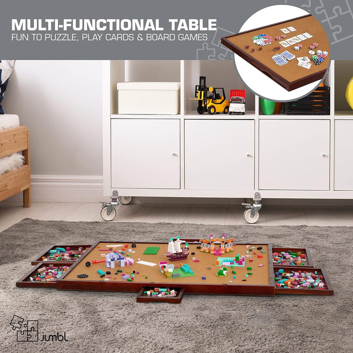 1000-Piece Puzzle Board - 23 x 31" Wooden Puzzle Board with Felt Surface & 6 Drawers