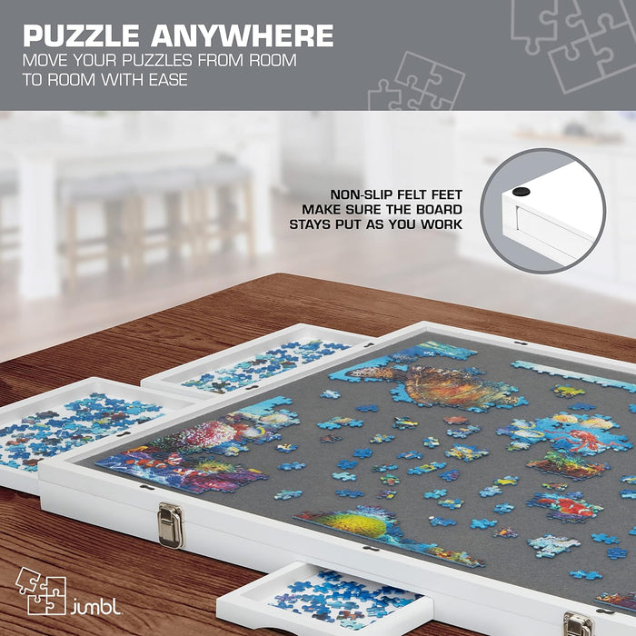 Felt Puzzle Board 2000 Piece With Cover Portable Dark Gray Light Weight Felt Jigsaw Puzzle Tray Mat With Raised Edges