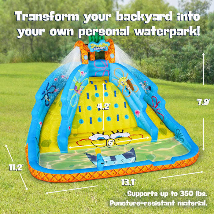 Sunny & Fun SpongeBob Ultra Climber Inflatable Water Slide Park –  Climbing Wall, Two Slides & Splash Pool 