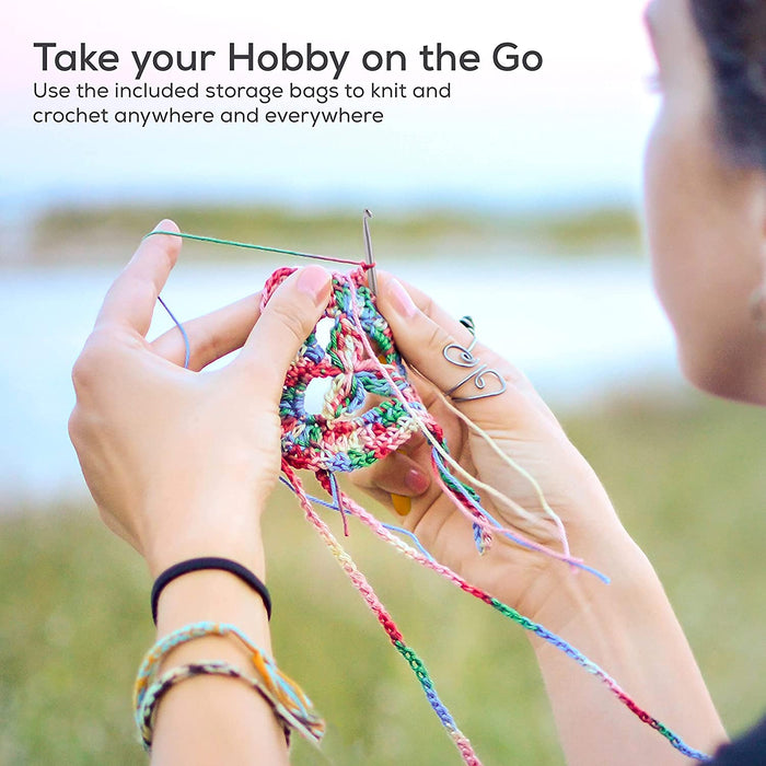 JumblCrafts Ultimate Crochet Starter Kit - 24 Yarn Set with Travel Bag, Crochet Hooks, and More