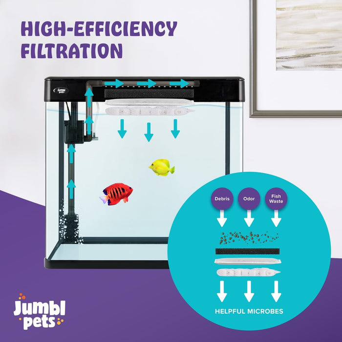 JumblPets Premium Fish Aquarium Kit, Complete Glass Fish Tank Kit w/LED Lighting & More (12 Gallon)