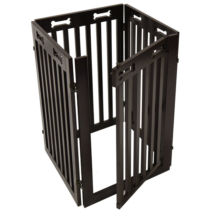Arf Pets Freestanding Dog Gate, 4-Panel Extension, 360° Foldable Dog Gate 80"W x 31.5"H - Espresso