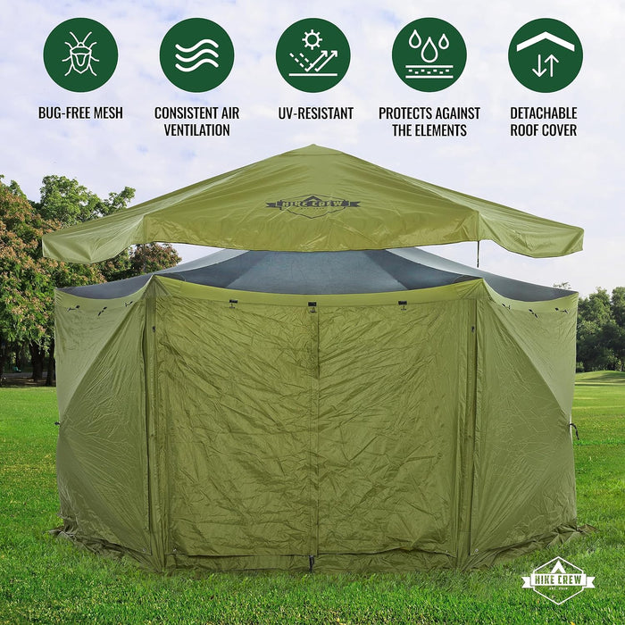 13’ x 13’ Screened Roof Pop Up Gazebo Tent, 6-Side Outdoor Camping Canopy Shelter