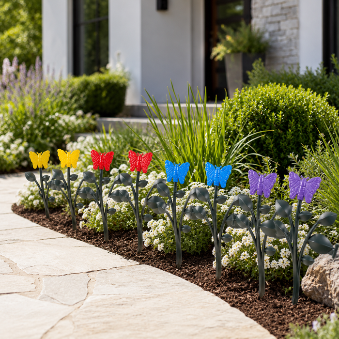 Decorative 8 Piece Butterfly Garden Border Stakes