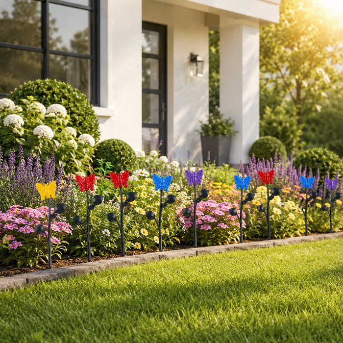 Decorative 8 Piece Butterfly Garden Border Stakes