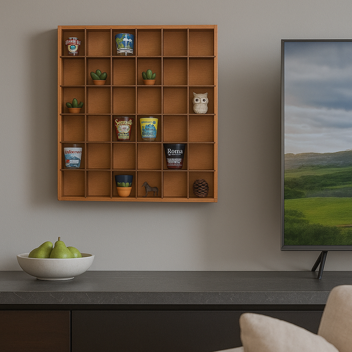 Jumbl Wood Shot Glass Wall Curio Display Case