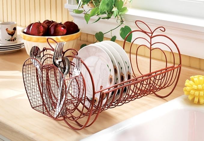 Apple Decor Expandable Metal Dish Drying Rack and Dish Strainer — SkyMall