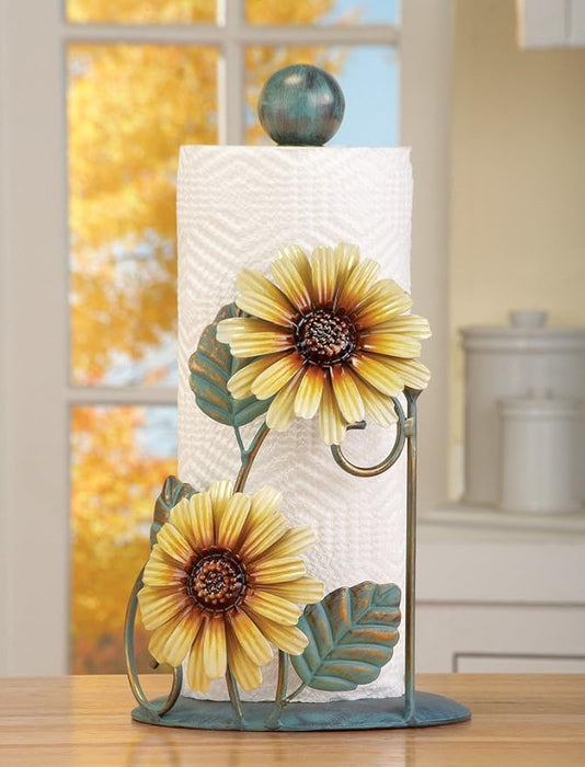 SkyMall Collections Etc Metal Sunflower Paper Towel Holder, Yellow