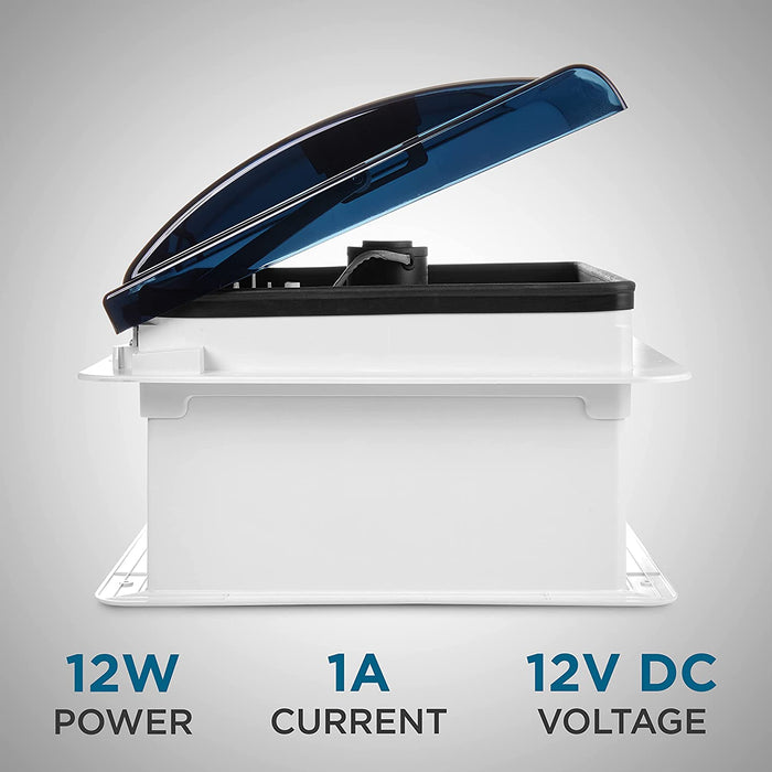 Hike Crew 14” RV Roof Vent Fan, 12V Manual Camper Fan with Removable Screen - Smoked Lid
