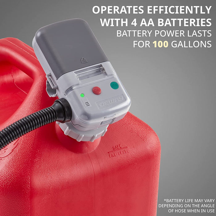 Deway Automatic Fuel Transfer Pump W/Nozzle Flow Control & Stop, AA Battery Powered, Fits All Cans