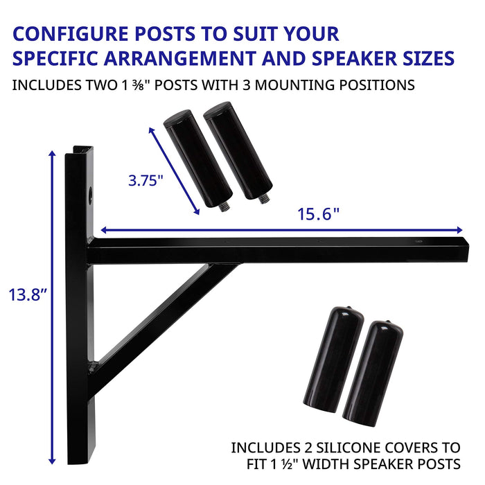 LyxPro Speaker Wall Mount Brackets (Set of 2) for PA Speakers, 90 Lbs. Weight Capacity - Black
