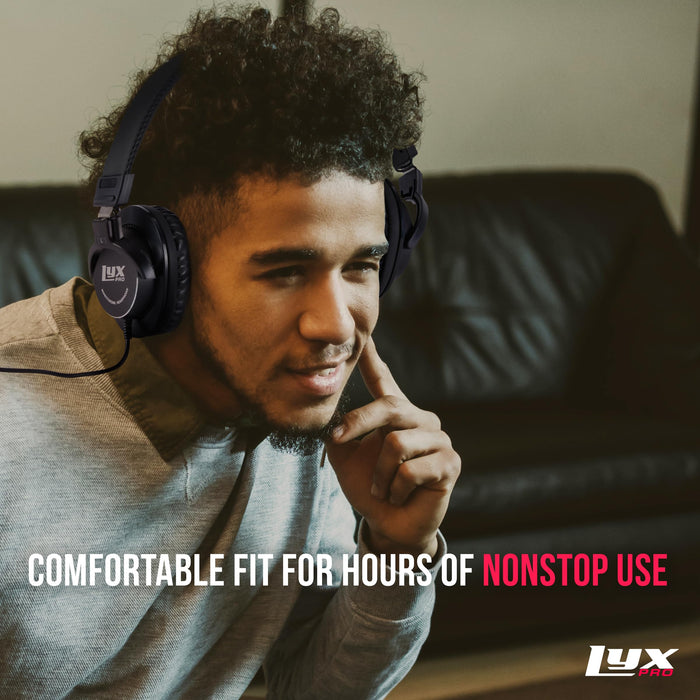 LyxPro HAS-10 Closed Back Over Ear Professional Studio Headphones with Sound Isolation & Wired