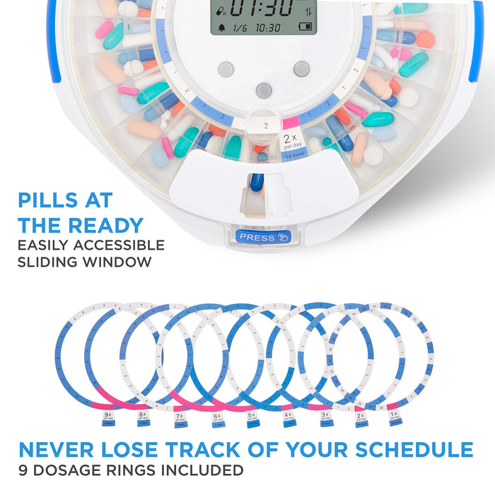 LiveFine Smart WiFi Automatic Pill Dispenser, 28-Day Pill Organizer with Lock Key & App - Clear Lid