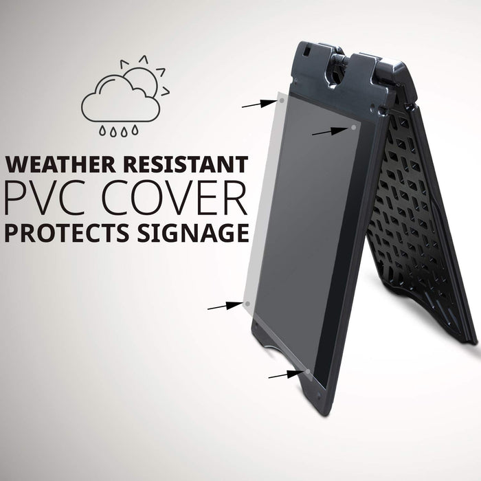 Jumbl A Frame Sandwich Board – 22 x 28” Display Sidewalk Sign with PVC Sign Protector (Black)