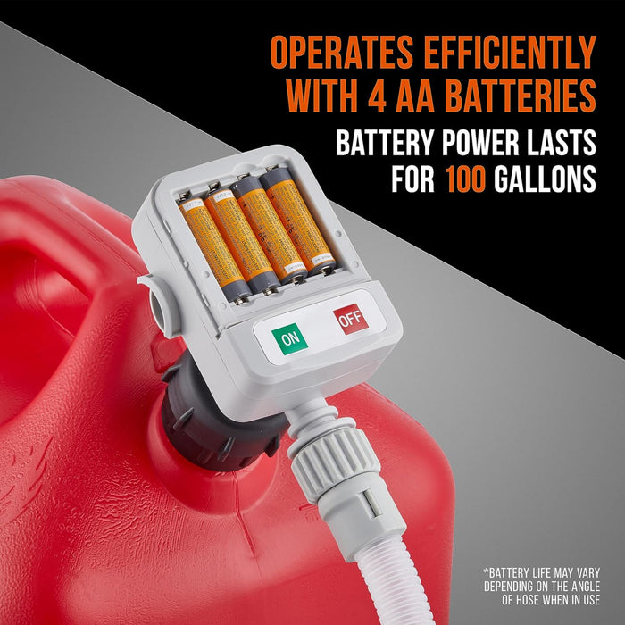Deway Automatic Battery Powered Fuel Transfer Pump with Flow Control Nozzle and 3 Cans Adapters