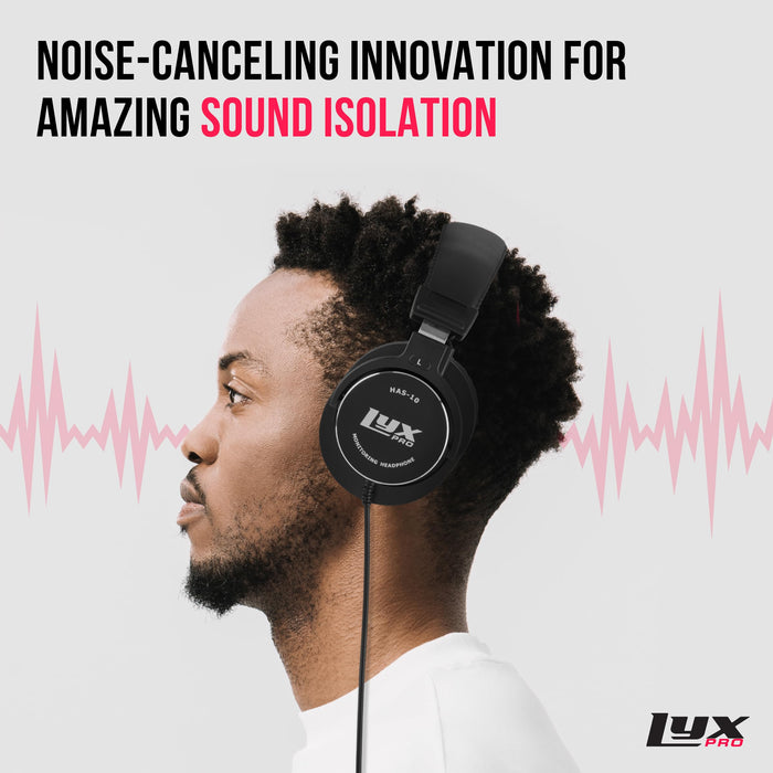 LyxPro HAS-10 Closed Back Over Ear Professional Studio Headphones with Sound Isolation & Wired