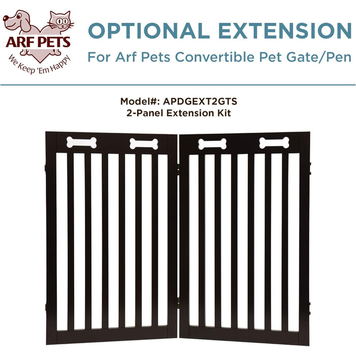 Arf Pets Freestanding Dog Gate, 4-Panel Extension, 360° Foldable Dog Gate 80"W x 31.5"H - Espresso