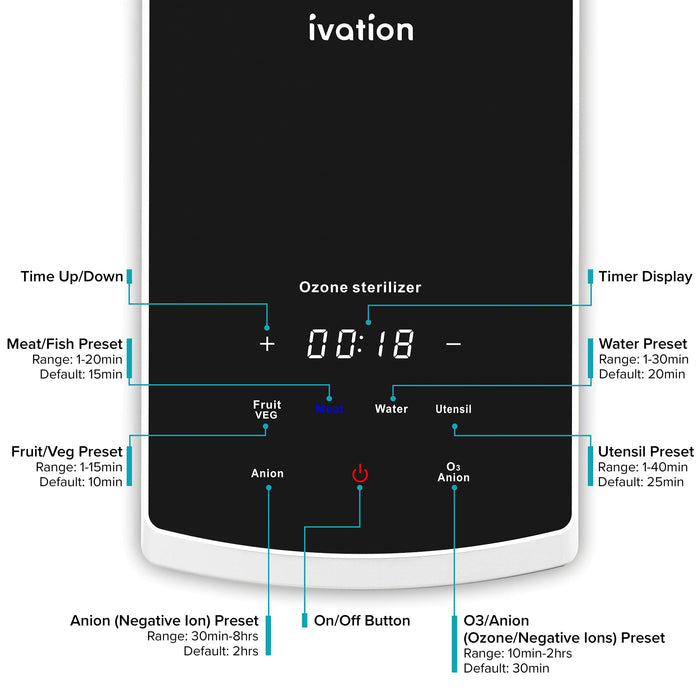 Ivation Multipurpose Ozone Sterilizer for Air & Water, Portable Deodorizing & Disinfecting System