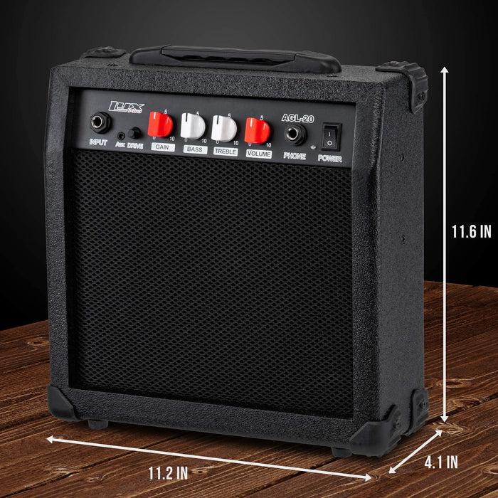 LyxPro Electric Guitar Amp - 20 Watt Guitar Amplifier with Built-in Speaker Headphone Jack, Black
