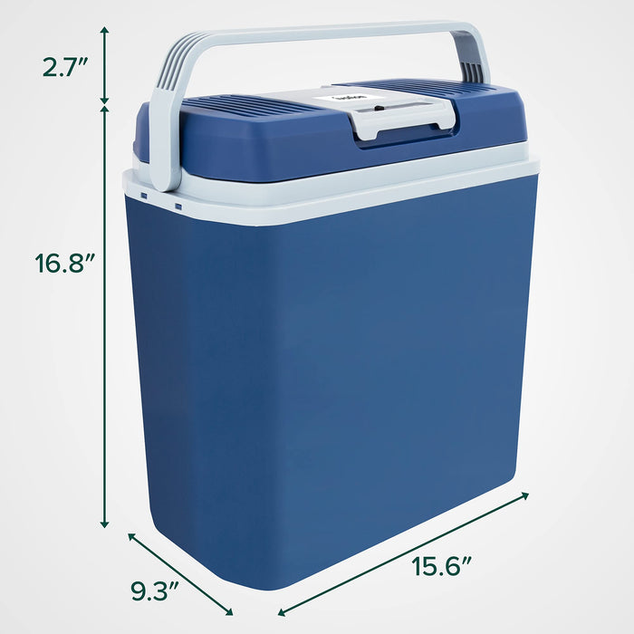 Ivation Electric Cooler & Warmer, 24 L Portable Thermoelectric 12 Volt Cooler with Handle - Blue