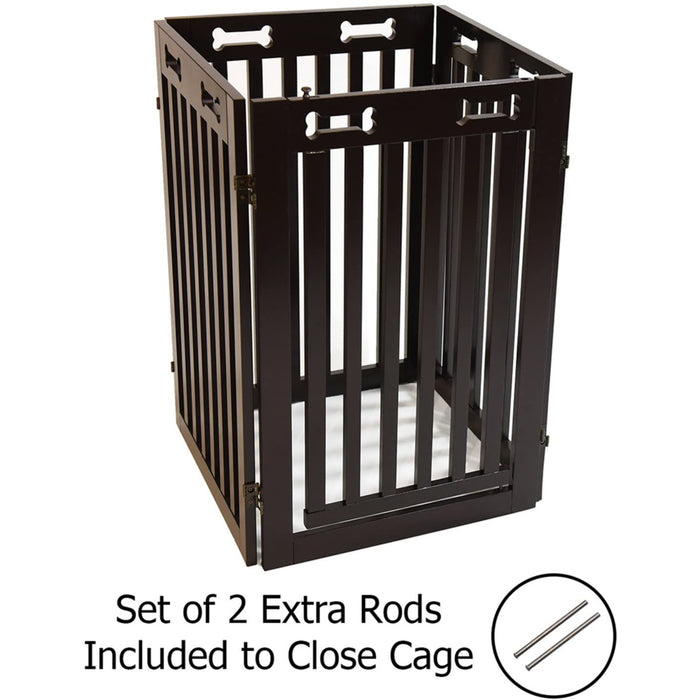 Arf Pets Freestanding Dog Gate, 4-Panel Extension, 360° Foldable Dog Gate 80"W x 31.5"H - Espresso