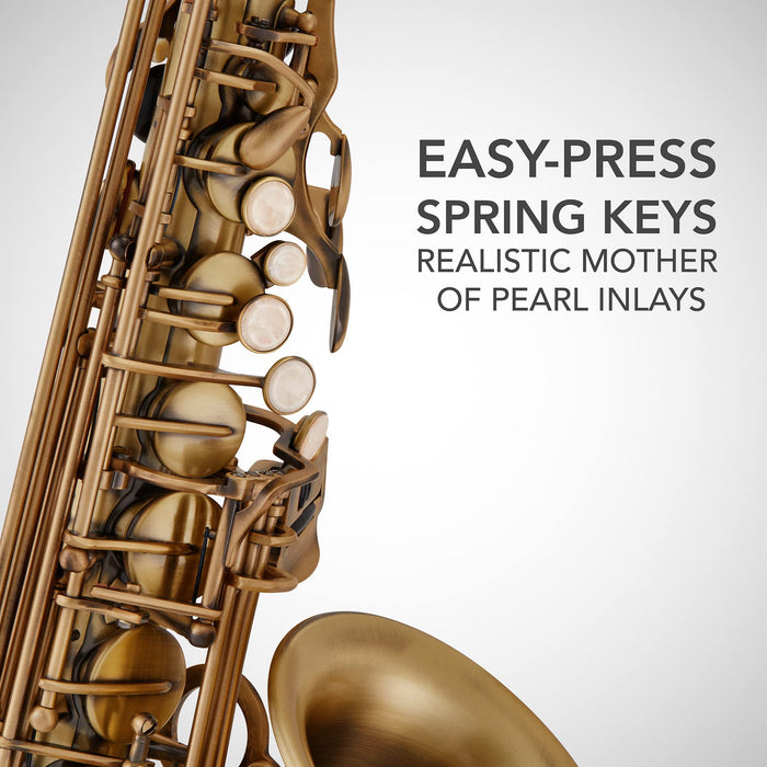 LyxJam Alto Saxophone Kit, E Flat Brass Alto Sax with Complete Accessories Set - Antique Bronze