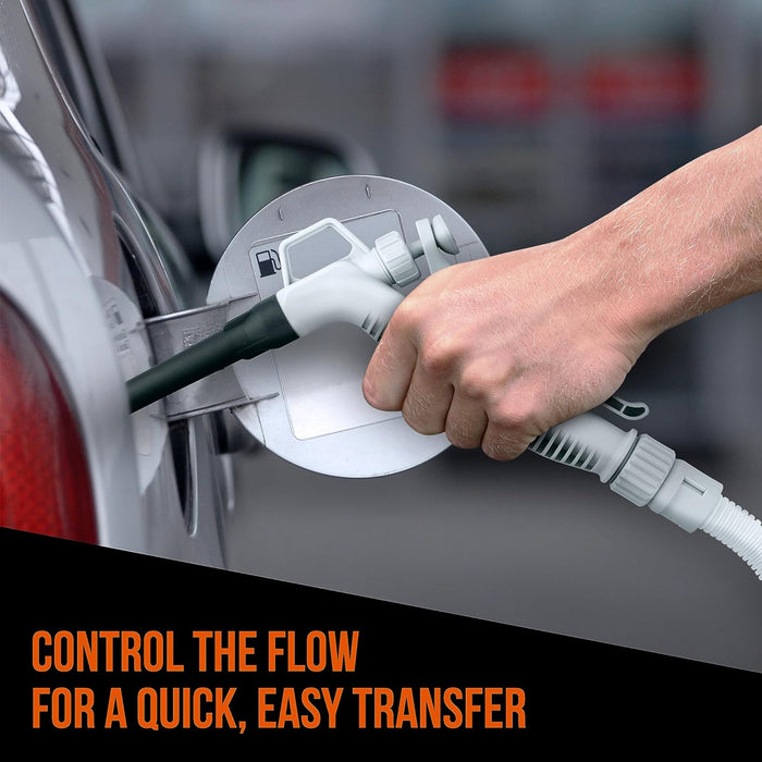 Deway Automatic Battery Powered Fuel Transfer Pump with Flow Control Nozzle and 3 Cans Adapters