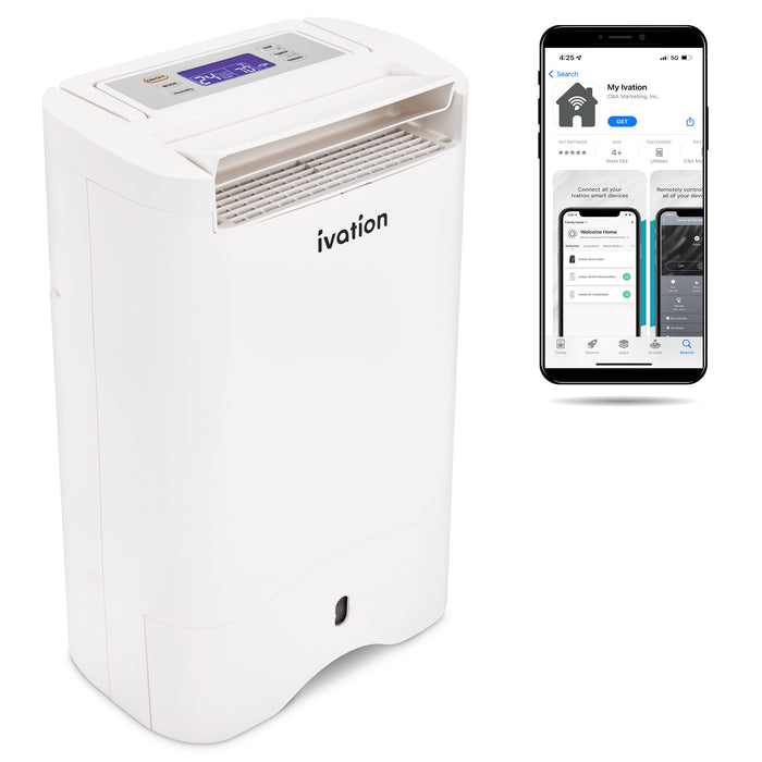 Ivation 19 Pint Smart Dehumidifier, Desiccant Dehumidifier with Drain Hose, Spaces Up to 410 Sq Ft