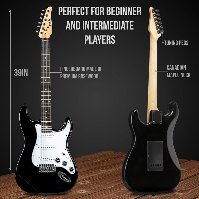 LyxPro Electric Guitar Kit, 39” Electric Guitar with Amp & Electric Guitar Accessories, Black