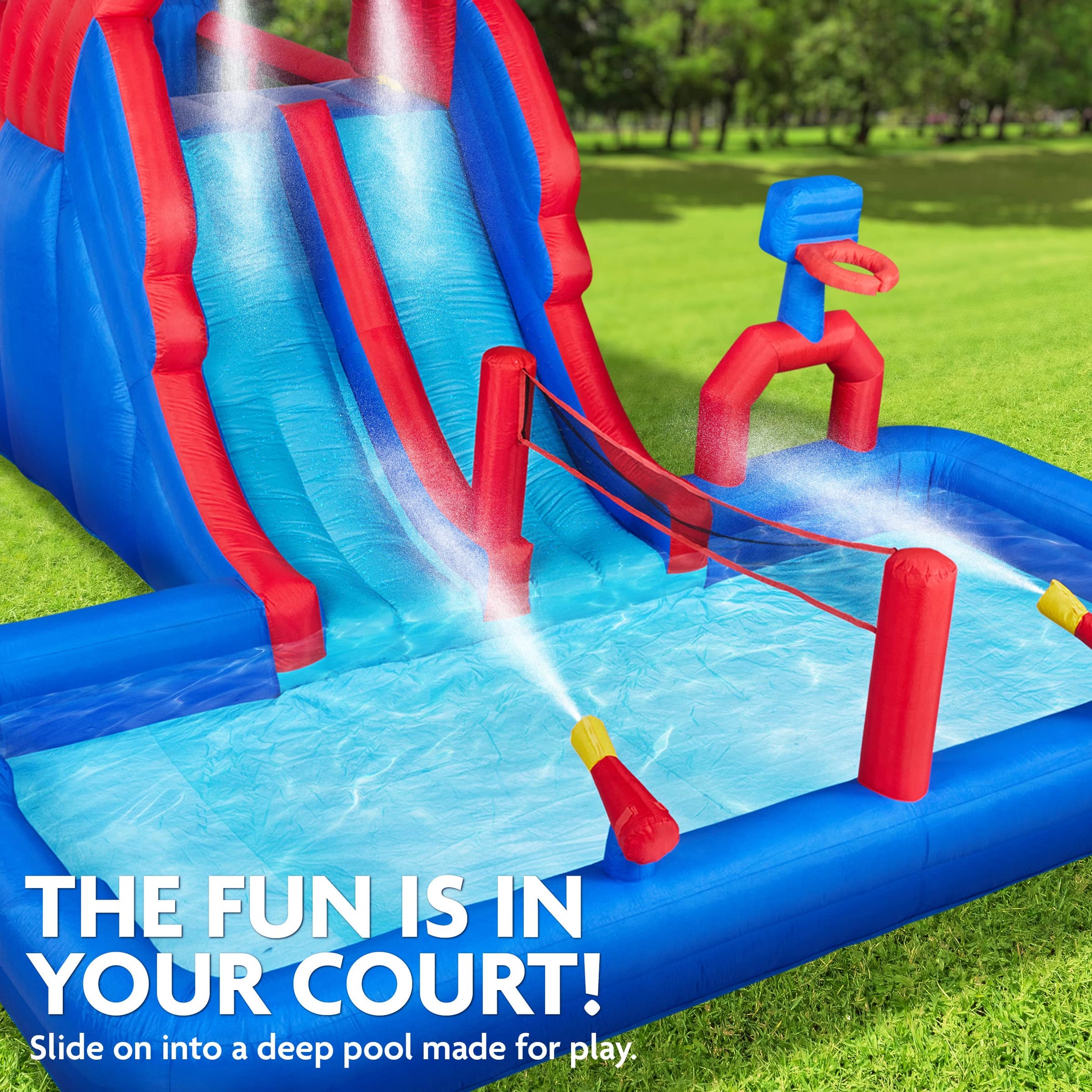 Sunny & Fun Ultra All-Play Inflatable Water Slide Park with Bounce Hou ...