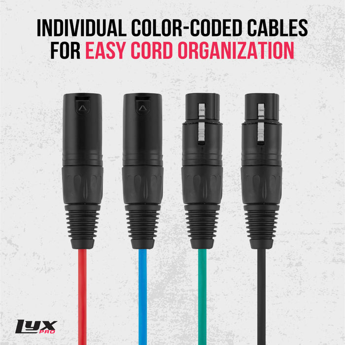 LyxPro XLR to RJ45 Ethercon Audio Snake 4 Channel & 3 Pin, Male & Female Pair with Cables
