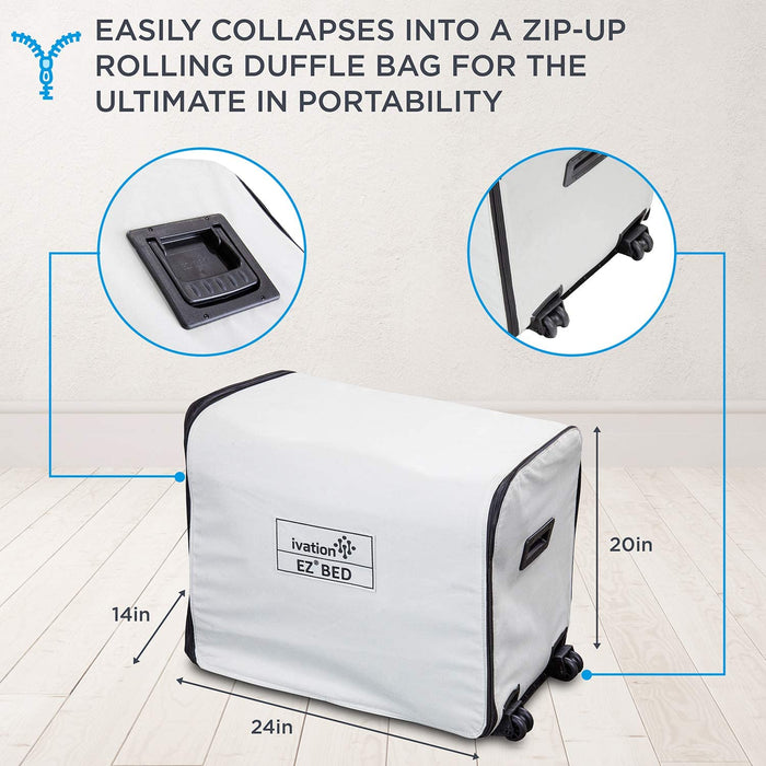 Ivation EZ-Bed Full size - Air Mattress with Frame & Rolling Case, Self-Inflating with Auto Shut-Off, Comfortable Bed for Guests & Travel