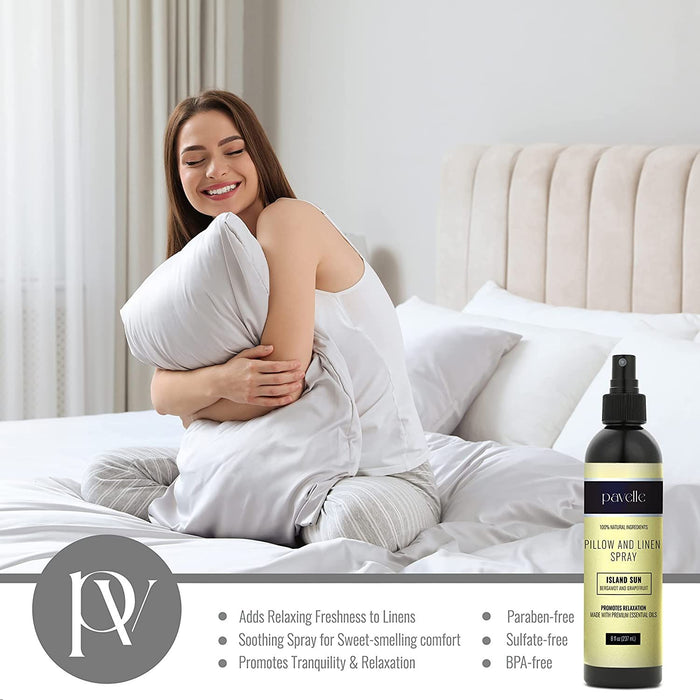 Pavelle Pillow Spray & Linen Spray 8 Fl Oz, Relaxing Pillow Mist for Sheets & Bedding, Island Sun