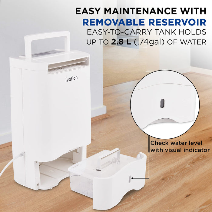Ivation 19 Pint Smart Dehumidifier, Desiccant Dehumidifier with Drain Hose, Spaces Up to 410 Sq Ft