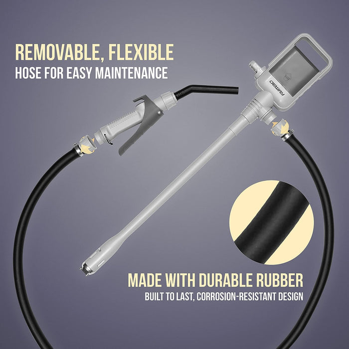 Deway Automatic Fuel Transfer Pump W/Rubber Hose & Nozzle for Flow Control & Stop, Fits All Cans