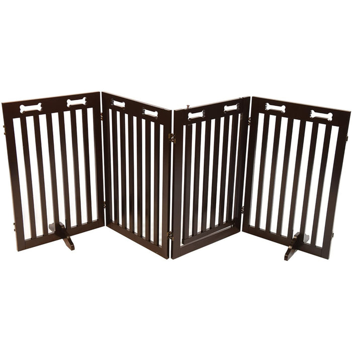 Arf Pets Freestanding Dog Gate, 4-Panel Extension, 360° Foldable Dog Gate 80"W x 31.5"H - Espresso