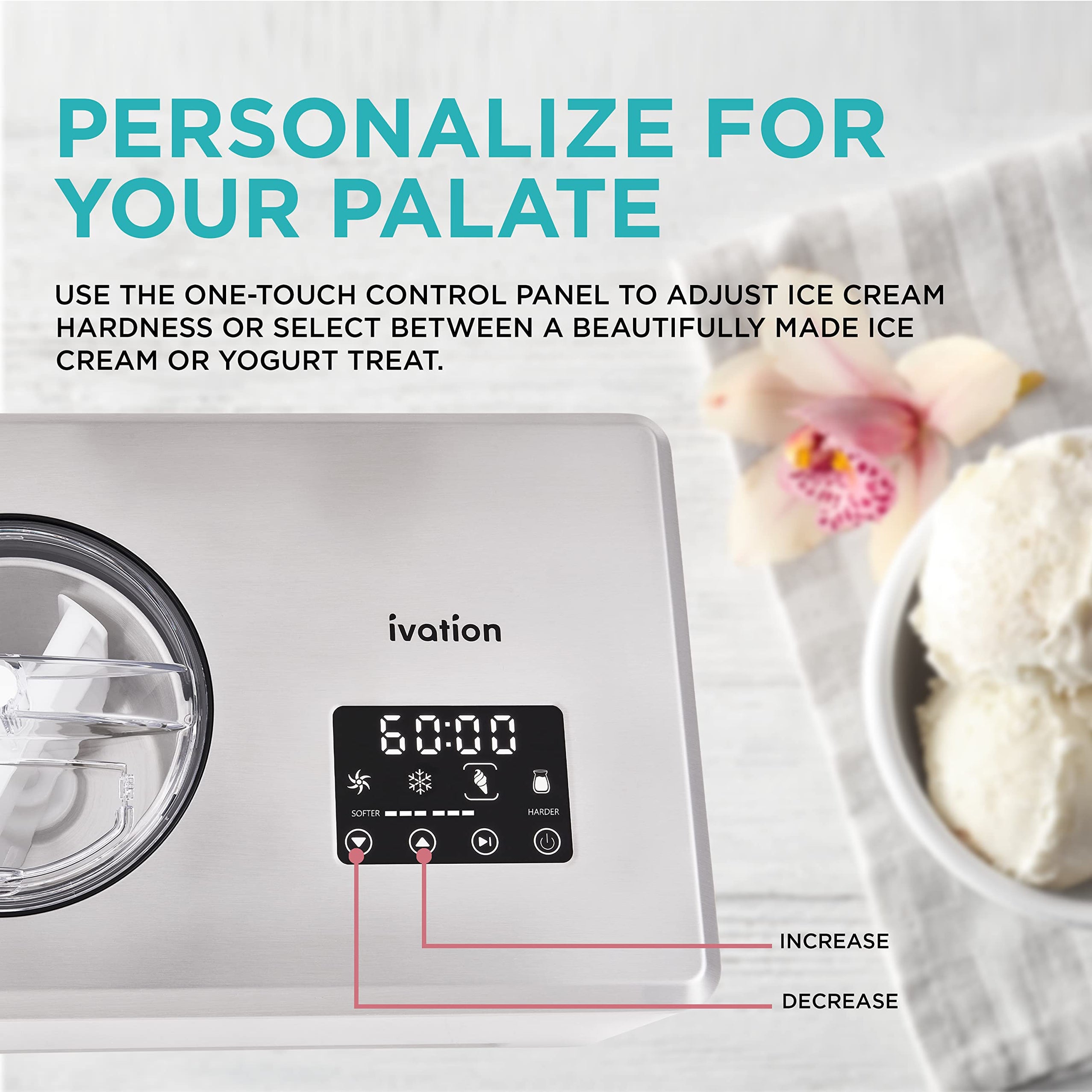 Ivation 2 Qt Automatic Ice Cream Maker Machine & Gelato Maker with Bui