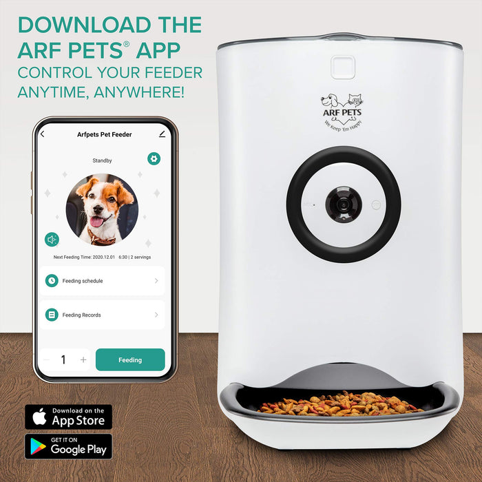 Arf Pets Smart Automatic Pet Feeder with Wi-Fi, HD Camera & Video Recording with Easy App-Control